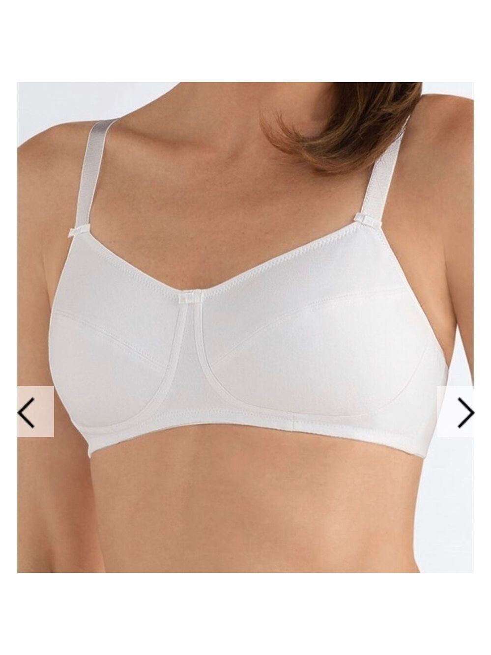 Amoena Ruth Cotton Bra 46A White Wireless Soft Cup Post Surgery Comfort Fit